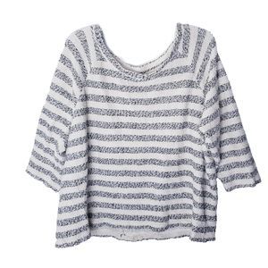 Lucky Brand Sweater Women Size XL Cream Black Pullover Textured